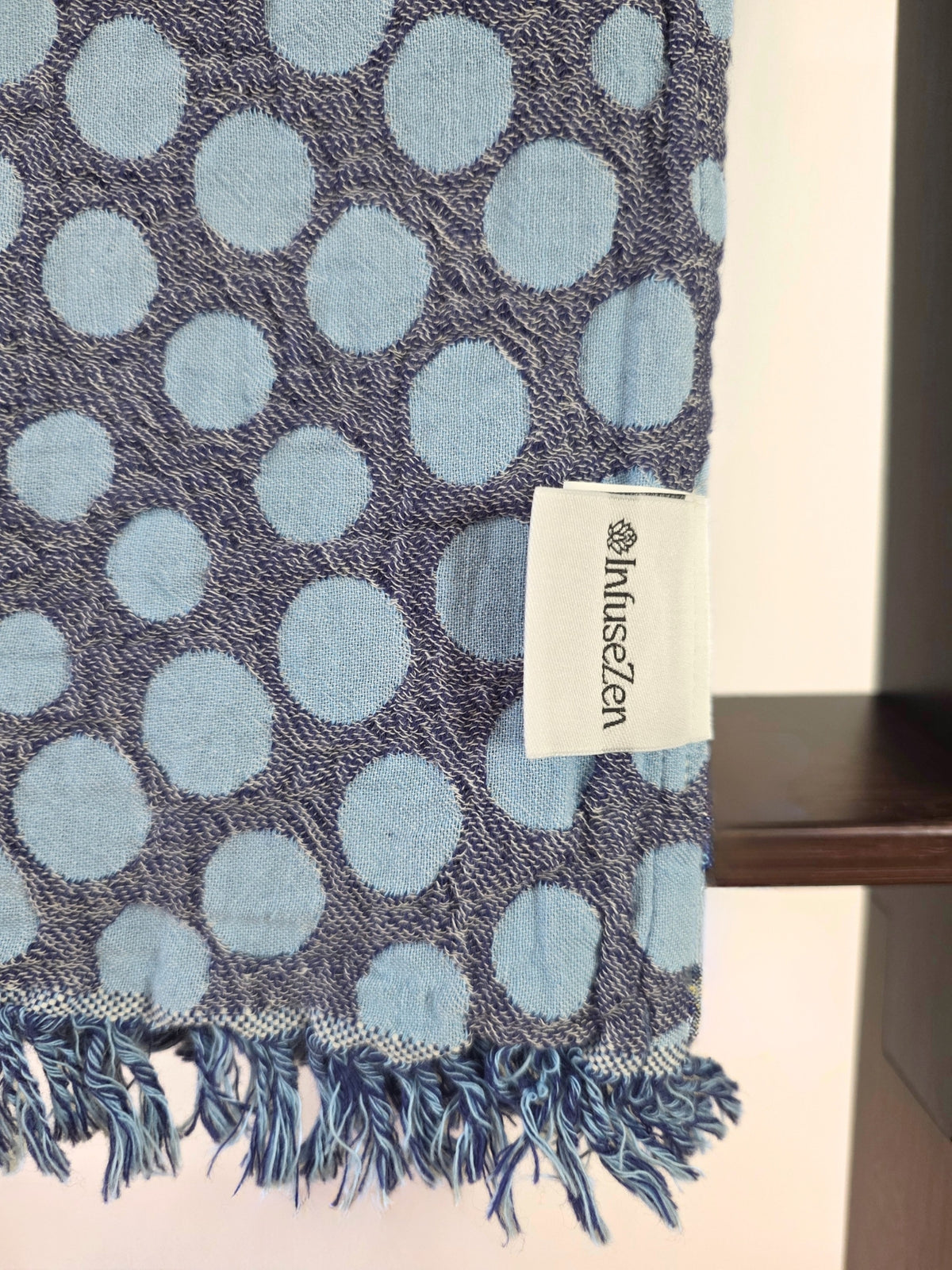 Arched Dot Reversible Muslin Blanket in Navy and Blue