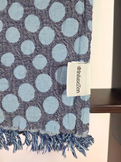 Arched Dot Reversible Muslin Blanket in Navy and Blue