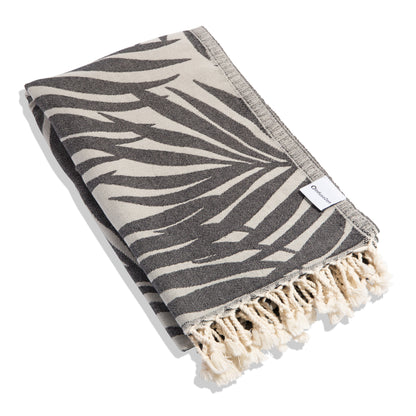 OUTLET SALE - Fern Turkish Towel in Black and Natural