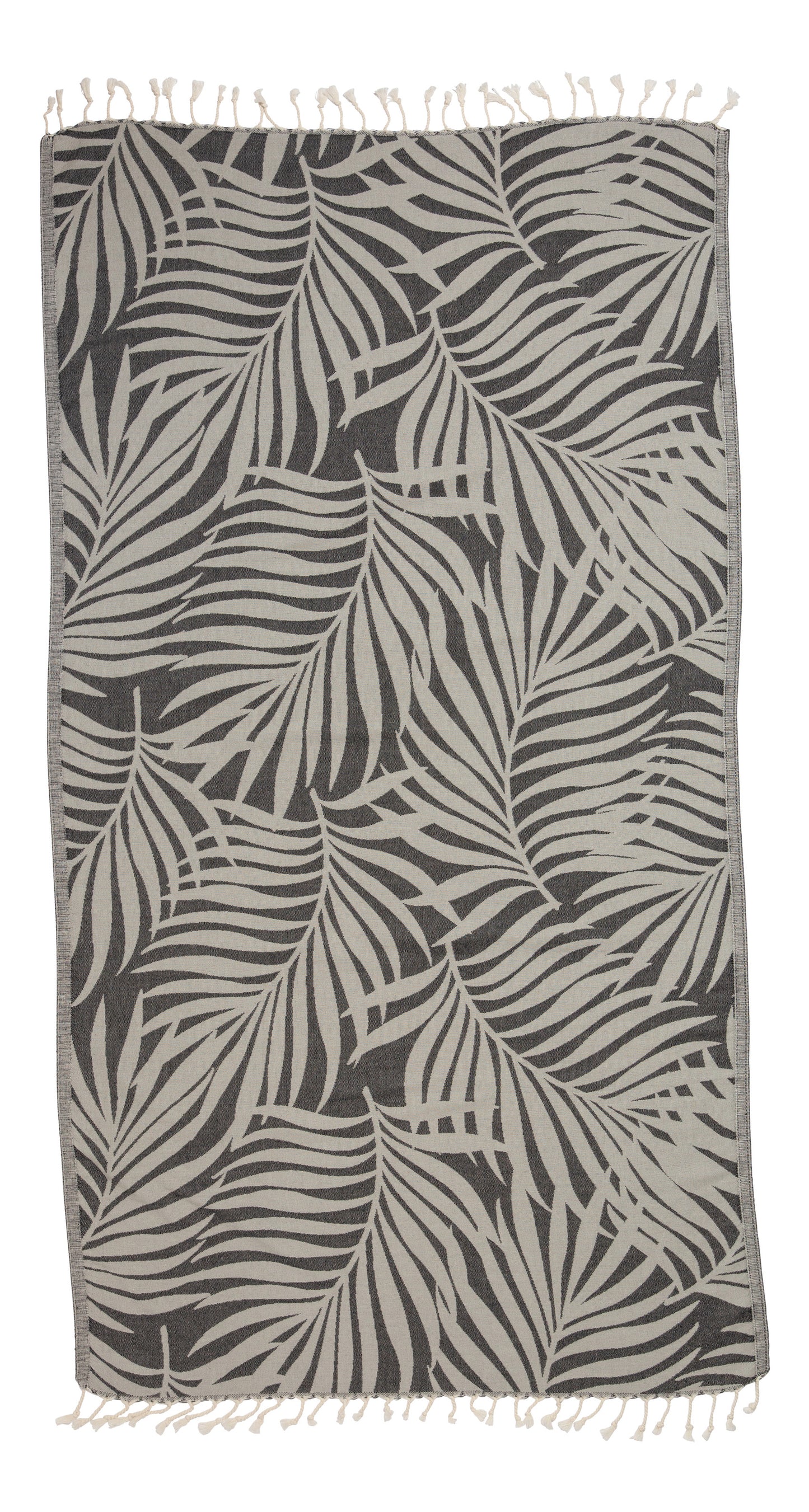 OUTLET SALE - Fern Turkish Towel in Black and Natural
