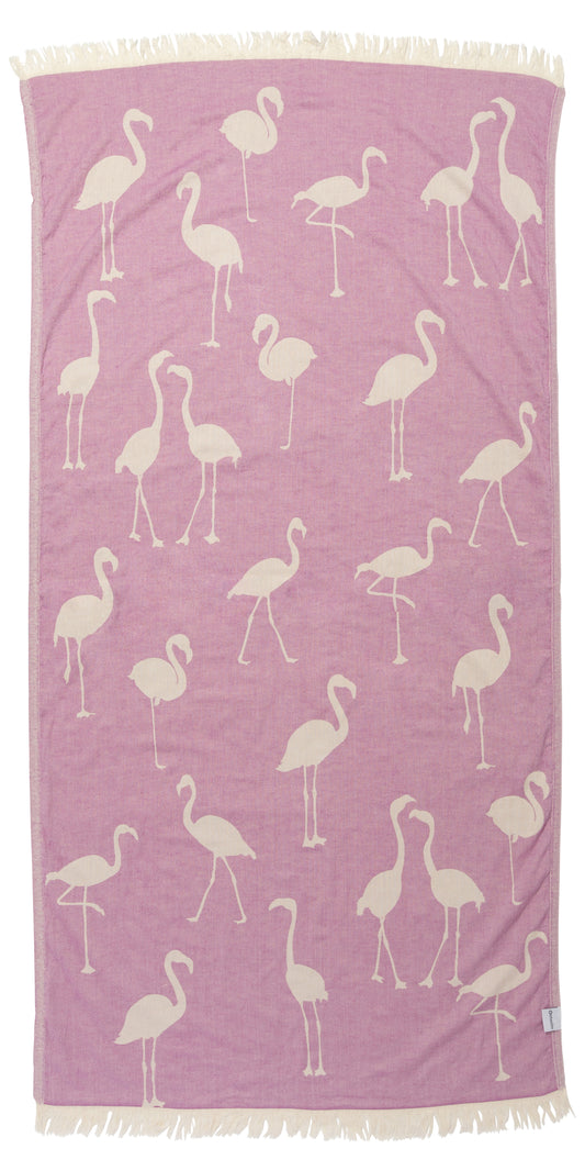 OUTLET SALE - Flamingo Turkish Towel in Lilac- FINAL SALE