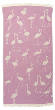  CLEARANCE - Flamingo Reversible Cotton Turkish Towel in Lilac