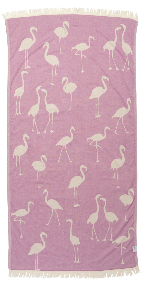 Flamingo Reversible Cotton Turkish Towel in Lilac