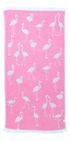 Flamingo Reversible Cotton Turkish Towel in Pink