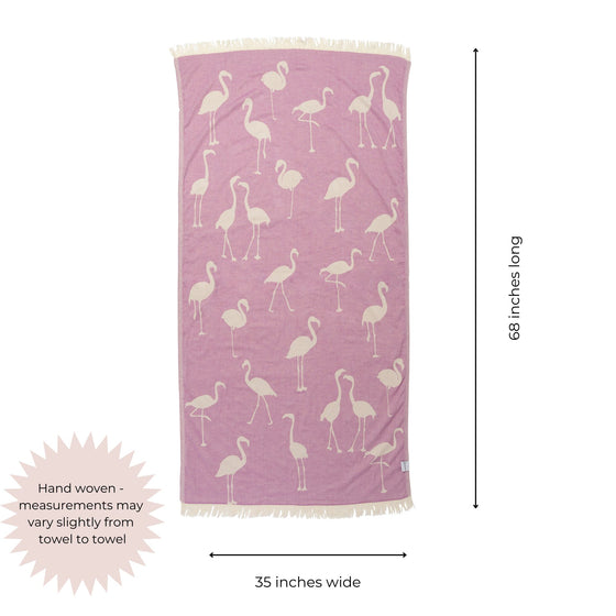 CLEARANCE - Flamingo Reversible Cotton Turkish Towel in Lilac