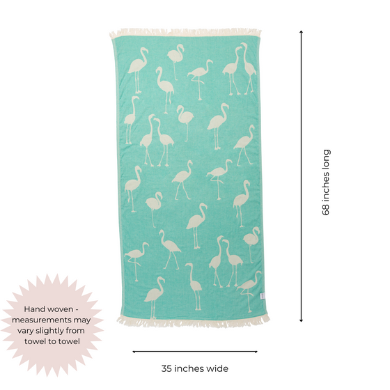 Flamingo Reversible Cotton Turkish Towel in Mint