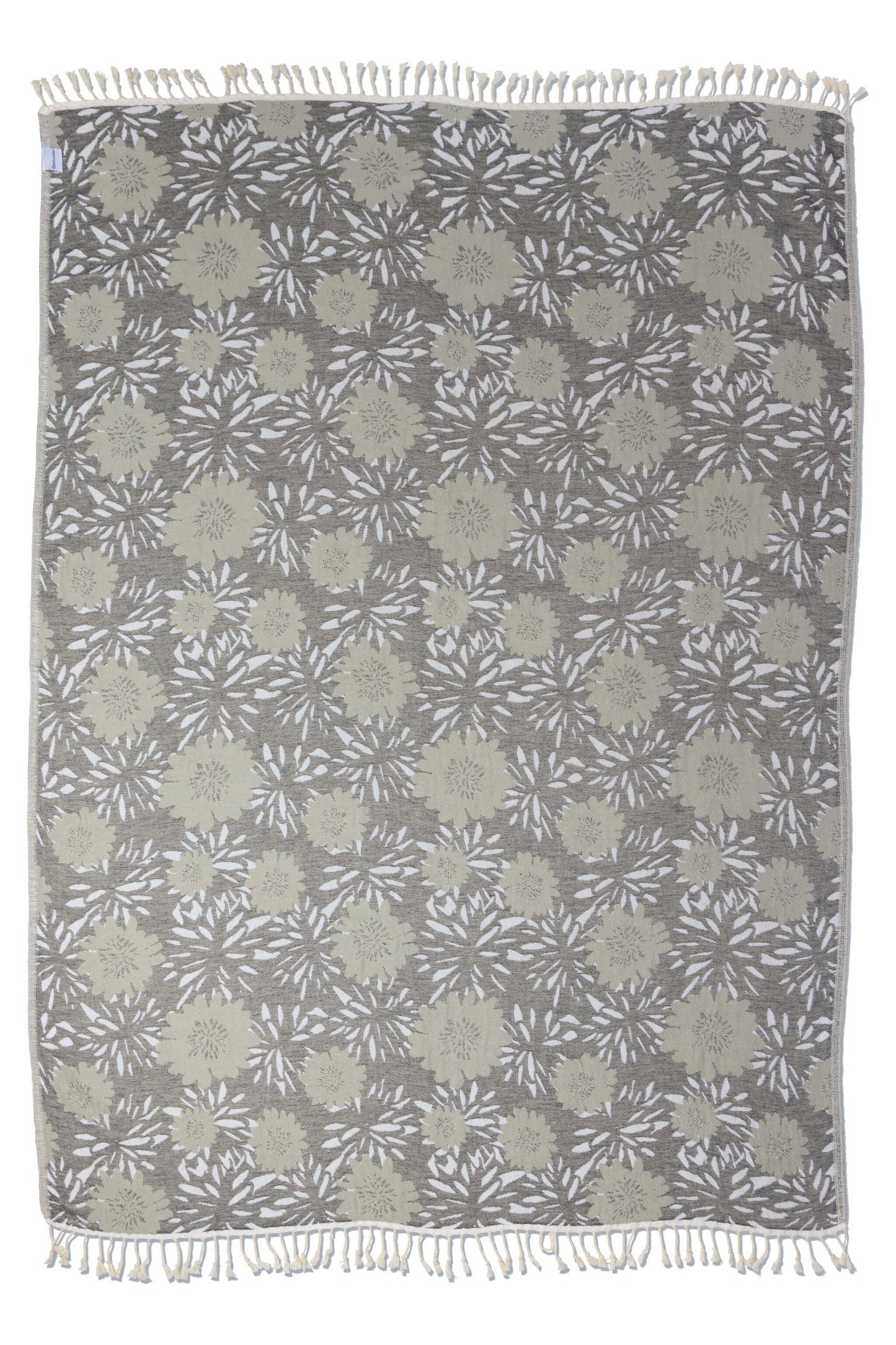 Flower Pop Organic Cotton Medium Weight Throw Blanket in Black & Grey