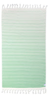Gradient Striped Organic Turkish Towel with Soft Terry Cloth Back in Green