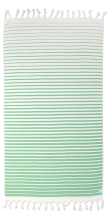  Gradient Striped Organic Turkish Towel with Soft Terry Cloth Back in Green