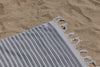 Gradient Striped Organic Turkish Towel with Soft Terry Cloth Back in Navy