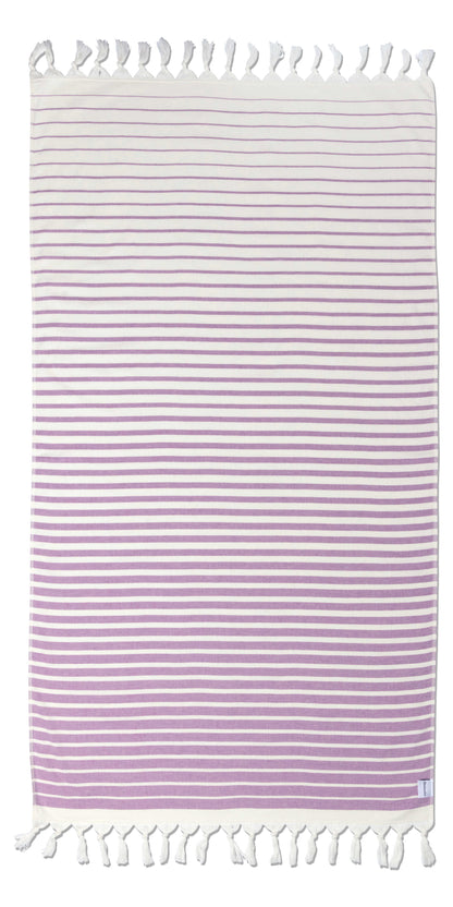 Gradient Striped Organic Turkish Towel with Soft Terry Cloth Back in Purple