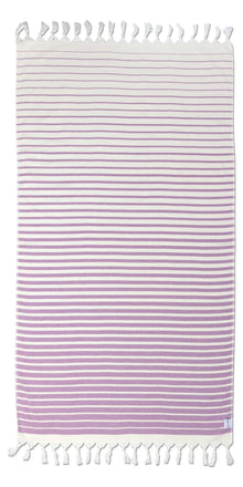  Gradient Striped Organic Turkish Towel with Soft Terry Cloth Back in Purple