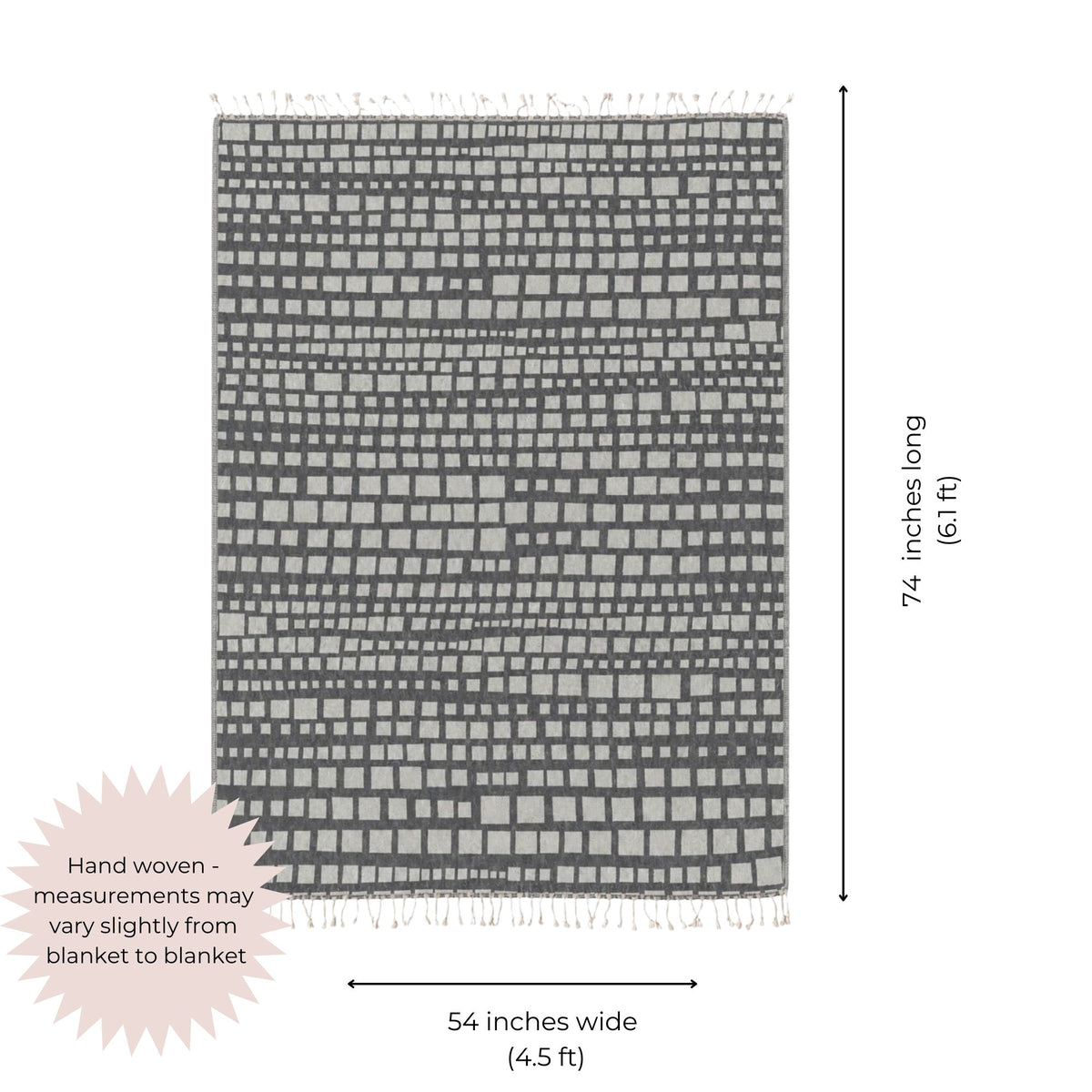 Cubist Organic Cotton Throw Blanket in Grey