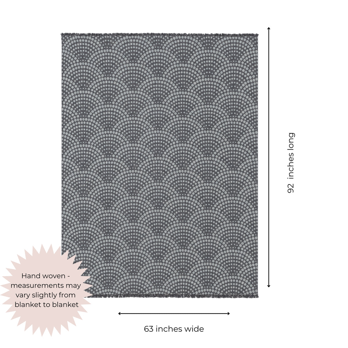 Arched Dot Reversible Muslin Blanket in Charcoal and Grey