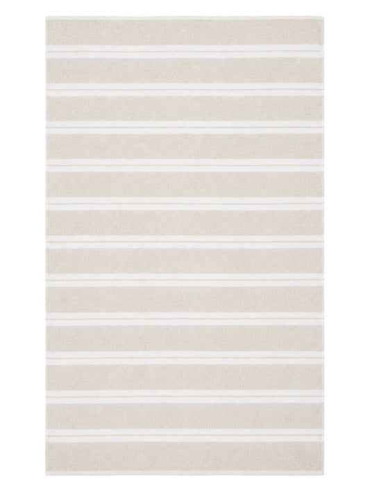 Haven Stripe Organic Terry Cloth Lined Turkish Towel in Beige