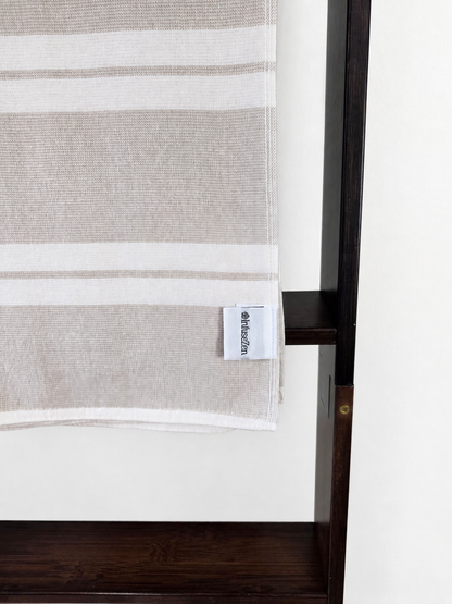 Haven Stripe Organic Terry Cloth Lined Turkish Towel in Beige