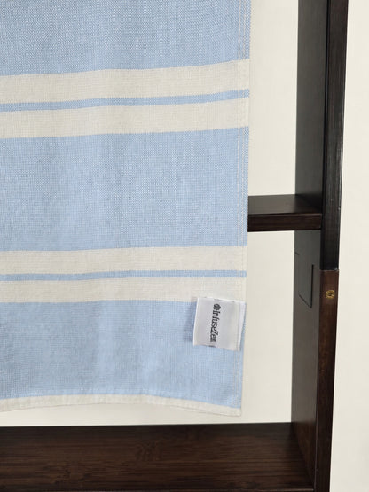 Haven Stripe Organic Terry Cloth Lined Turkish Towel in Blue