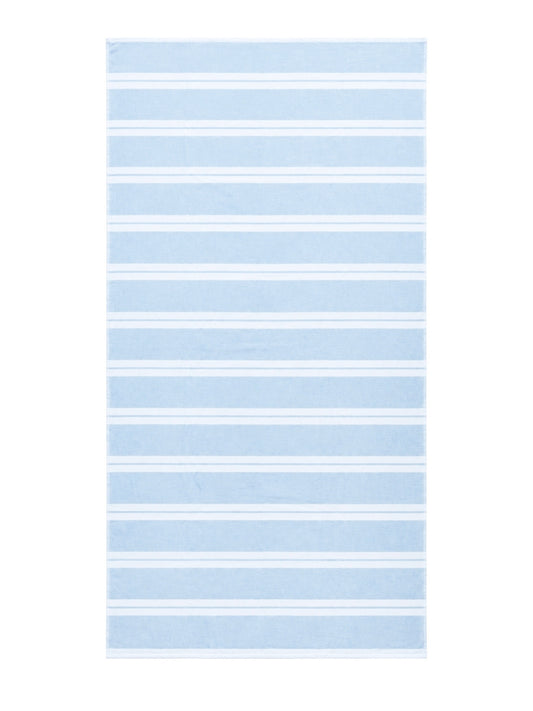 Haven Stripe Organic Terry Cloth Lined Turkish Towel in Blue