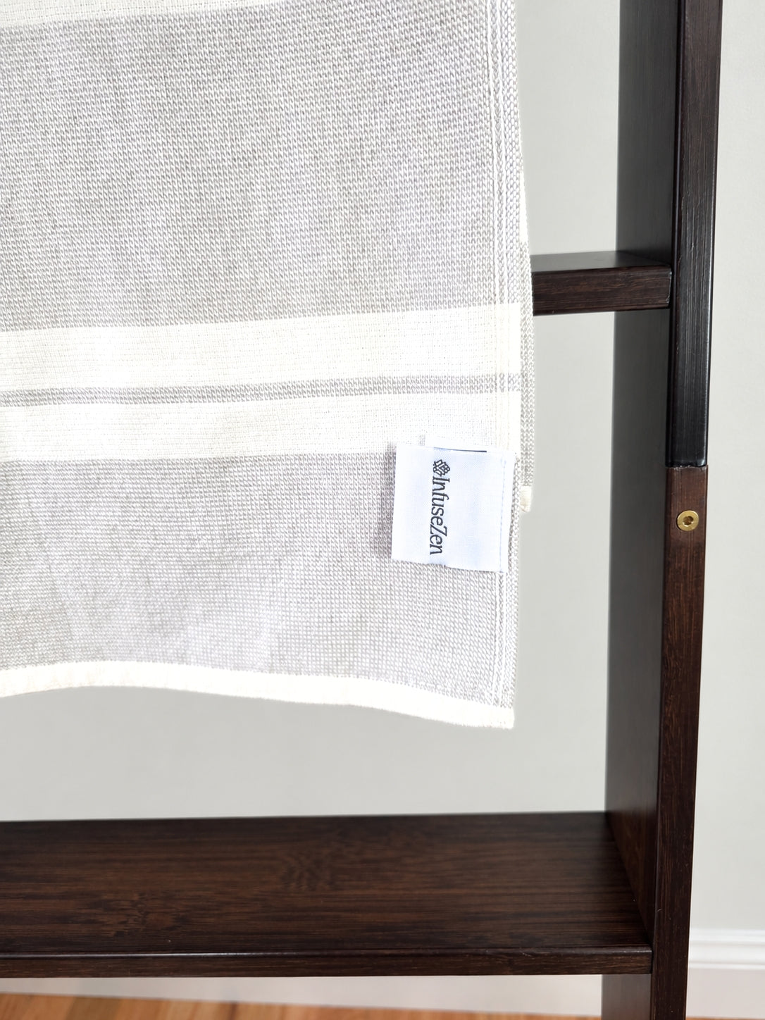 Haven Stripe Organic Terry Cloth Lined Turkish Towel in Light Grey