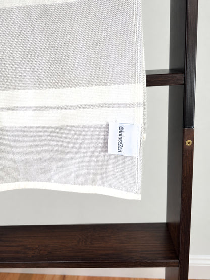 Haven Stripe Organic Terry Cloth Lined Turkish Towel in Light Grey