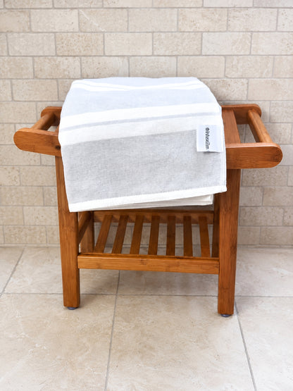 Haven Stripe Organic Terry Cloth Lined Turkish Towel in Light Grey