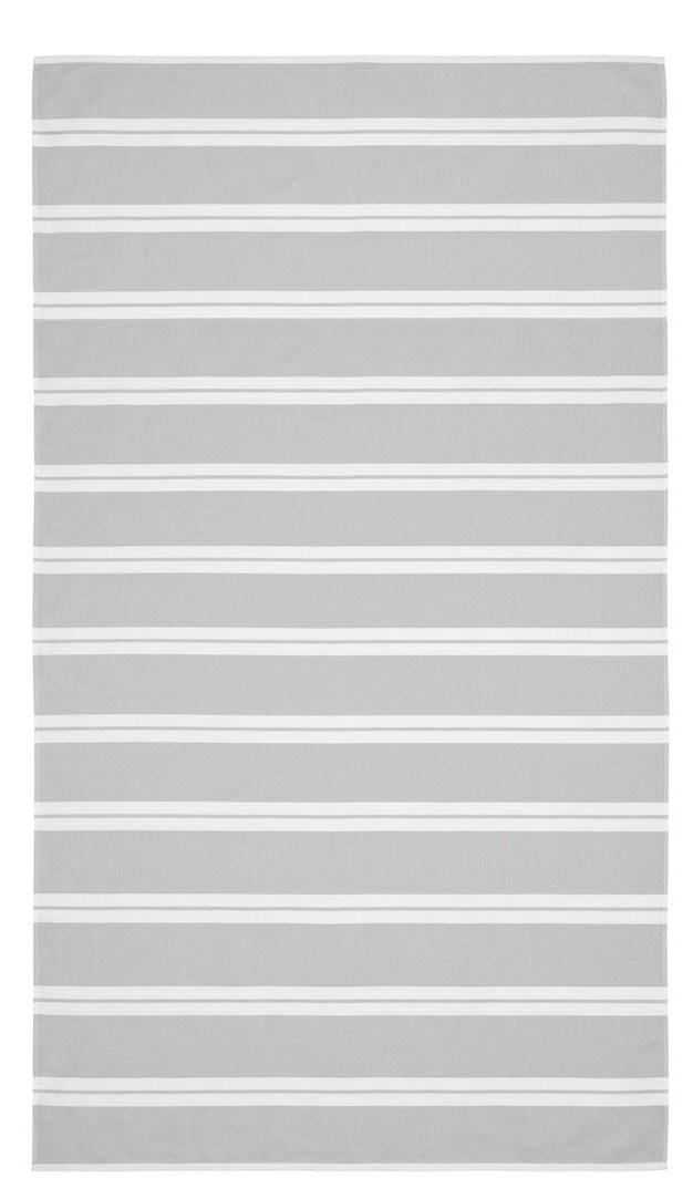 Haven Stripe Organic Terry Cloth Lined Turkish Towel in Light Grey