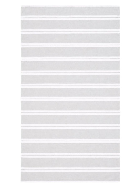 Haven Stripe Organic Terry Cloth Lined Turkish Towel in Light Grey