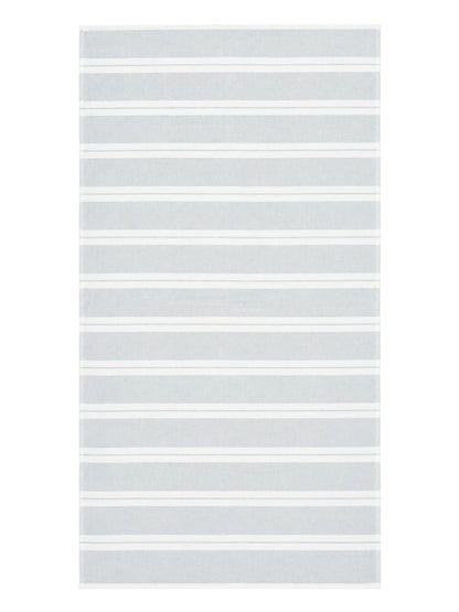Haven Stripe Organic Terry Cloth Lined Turkish Towel in Light Grey
