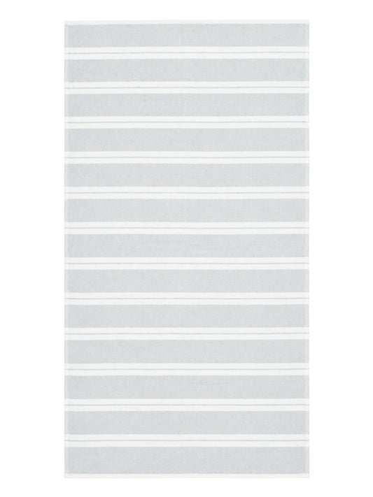 Haven Stripe Organic Terry Cloth Lined Turkish Towel in Light Grey