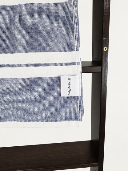 Haven Stripe Organic Terry Cloth Lined Turkish Towel in Navy
