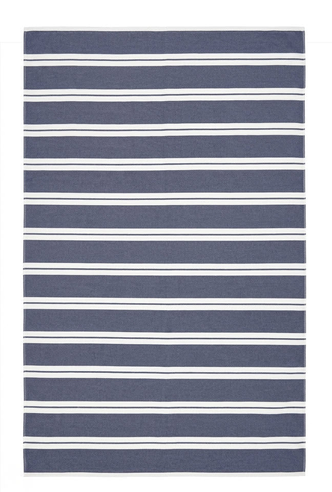 Haven Stripe Organic Terry Cloth Lined Turkish Towel in Navy