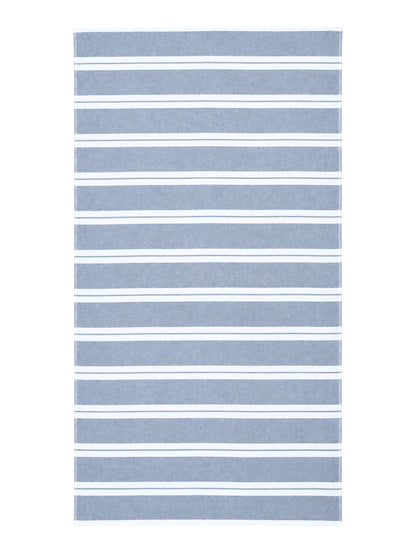 Haven Stripe Organic Terry Cloth Lined Turkish Towel in Navy