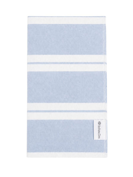 Haven Stripe Organic Terry Cloth Lined Hand Towel in Light Blue