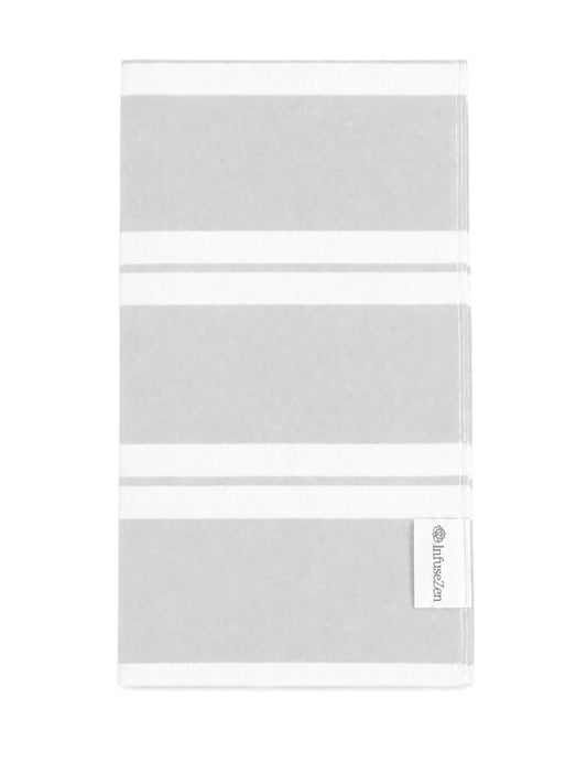 Haven Stripe Organic Terry Cloth Lined Hand Towel in Light Grey