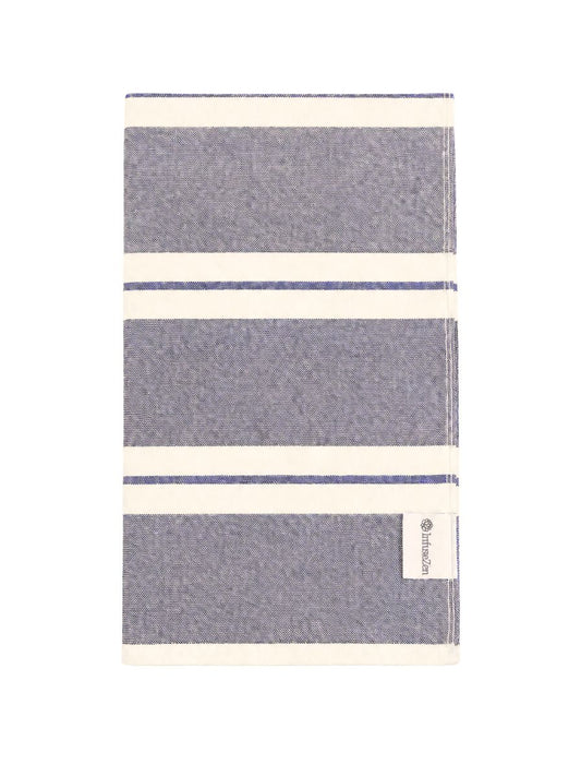 Haven Stripe Organic Terry Cloth Lined Hand Towel in Navy