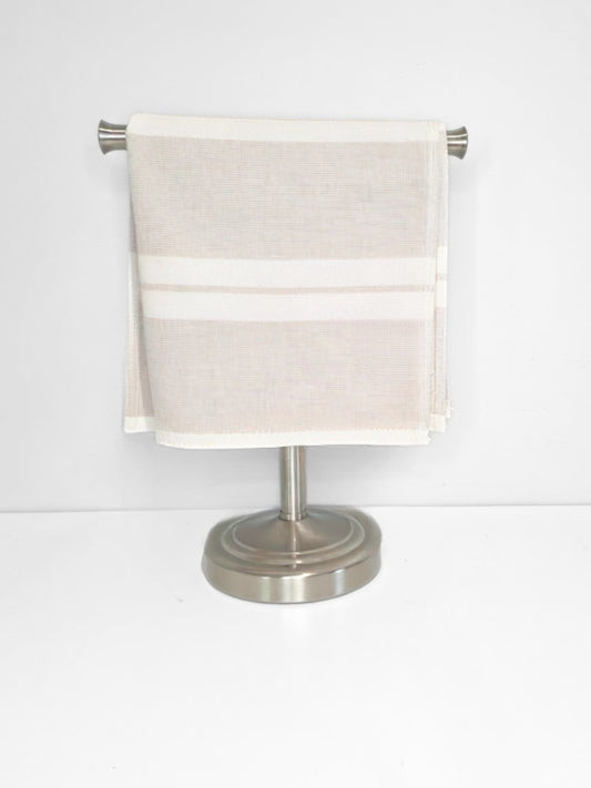 Haven Stripe Organic Terry Cloth Lined Hand Towel in Beige
