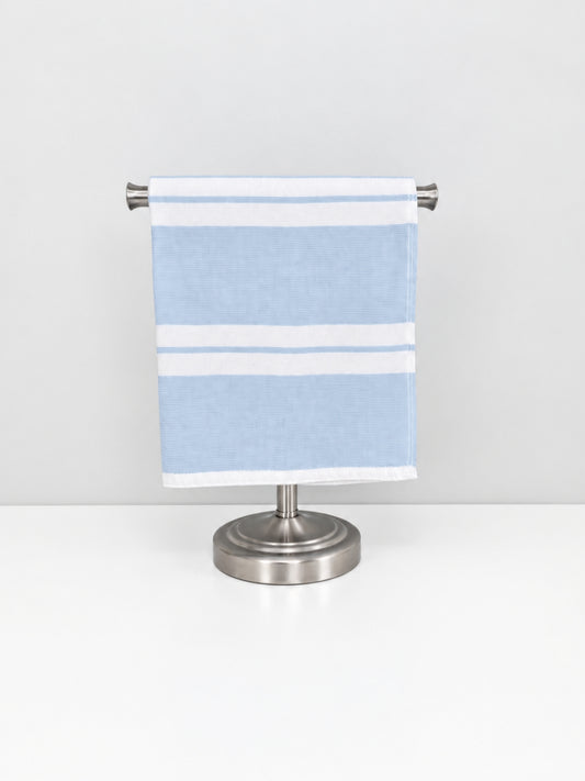 Haven Stripe Organic Terry Cloth Lined Hand Towel in Light Blue