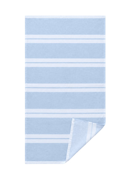 Haven Stripe Organic Terry Cloth Lined Hand Towel in Light Blue