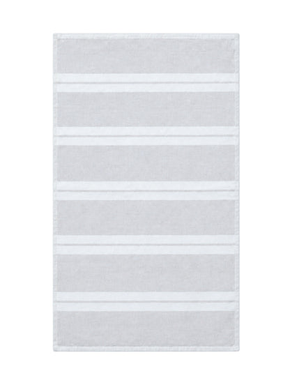 Haven Stripe Organic Terry Cloth Lined Hand Towel in Light Grey