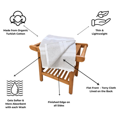 Haven Stripe Organic Terry Cloth Lined Turkish Towel in Beige