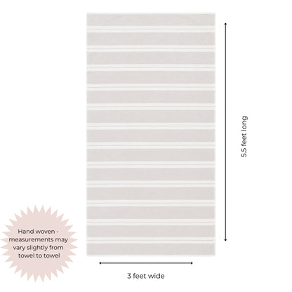 Haven Stripe Organic Terry Cloth Lined Turkish Towel in Beige
