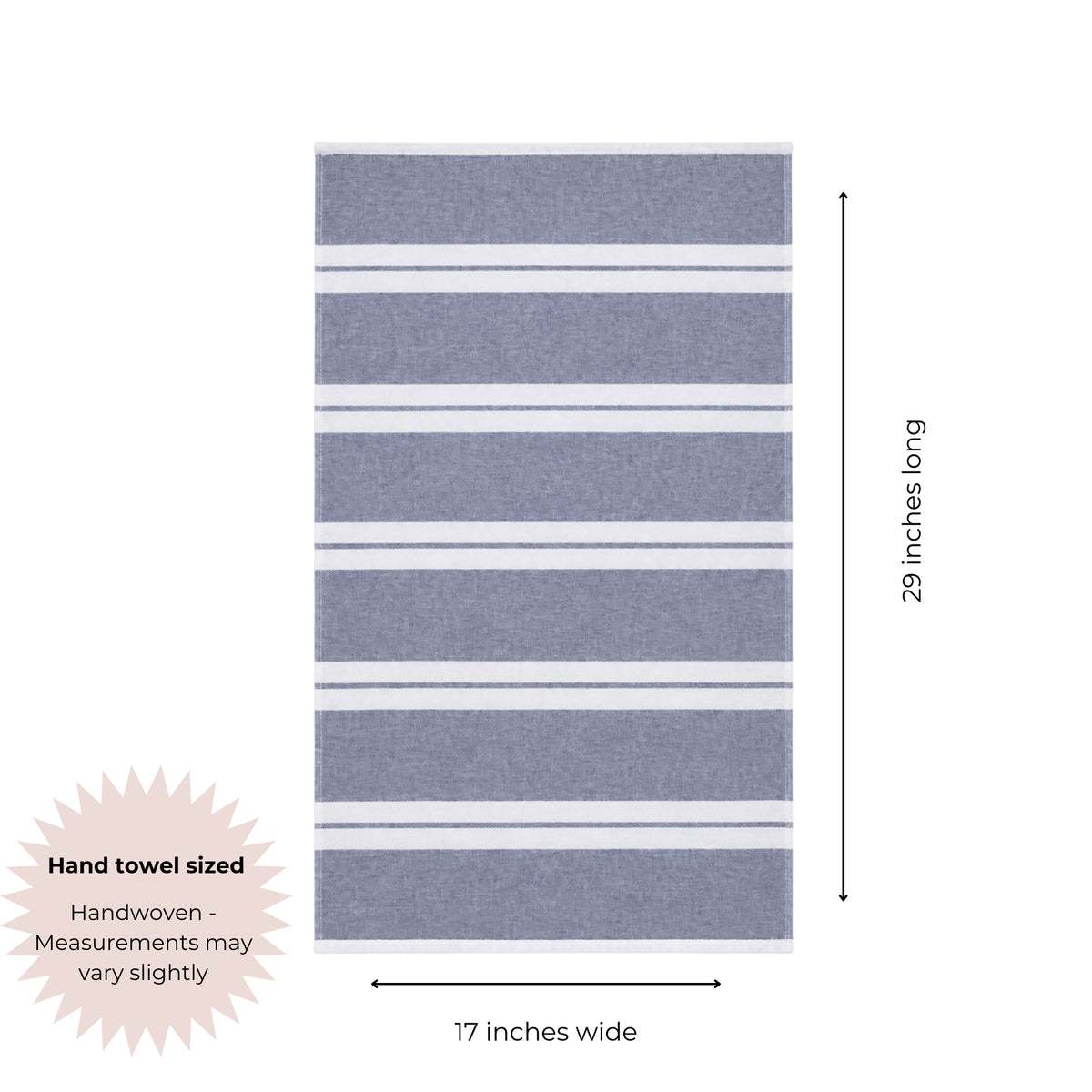 Haven Stripe Organic Terry Cloth Lined Hand Towel in Navy