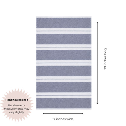 Haven Stripe Organic Terry Cloth Lined Hand Towel in Navy