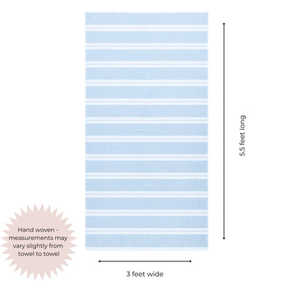 Haven Stripe Organic Terry Cloth Lined Turkish Towel in Blue