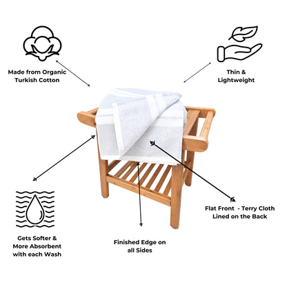 Haven Stripe Organic Terry Cloth Lined Turkish Towel in Light Grey
