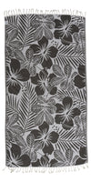 Hawaiian Flower Print Reversible Turkish Towel Made From 100% Cotton in Black