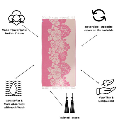 Hibiscus Organic Turkish Towel in Pink