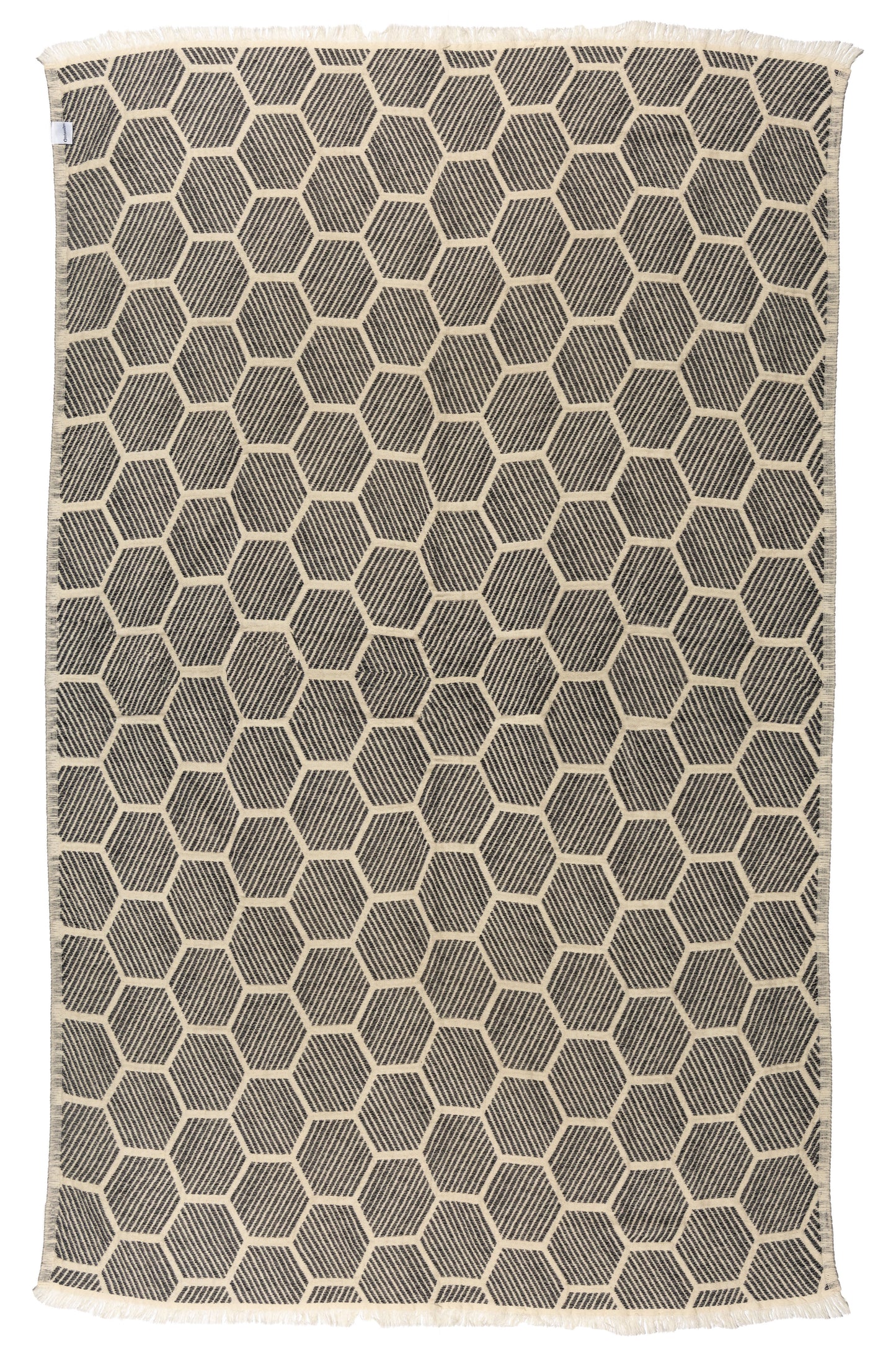 Hive Cotton Throw Blanket in Black and Cream