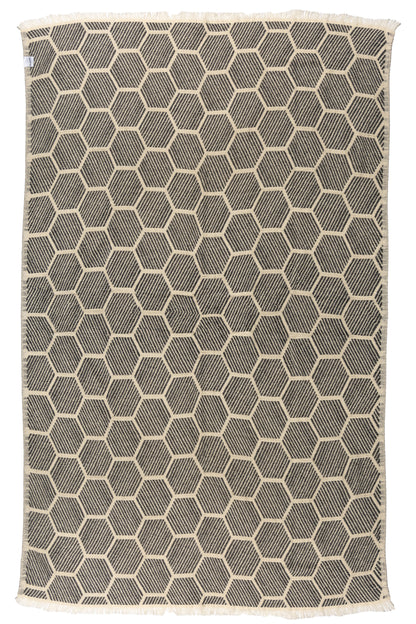 Hive Cotton Throw Blanket in Black and Cream