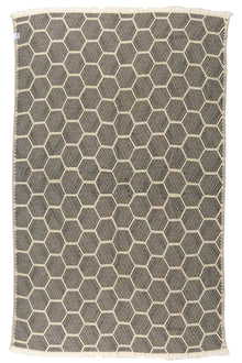  Hive Cotton Throw Blanket in Black and Cream